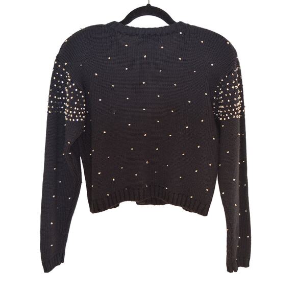 Vintage Navy Rhinestone Wool Blend Cardigan Size Medium - Picture 7 of 8